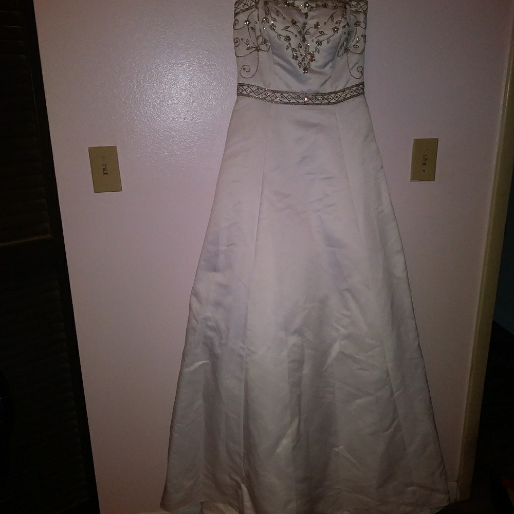 White beaded wedding dress